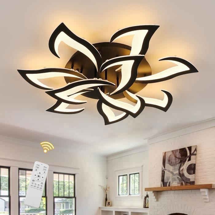 Dorlink Moderne Zwarte LED Plafondlamp 84W - 10 Dimbare Lampen - Ø82cm - Binnenverlichting voor Woonkamer, Slaapkamer