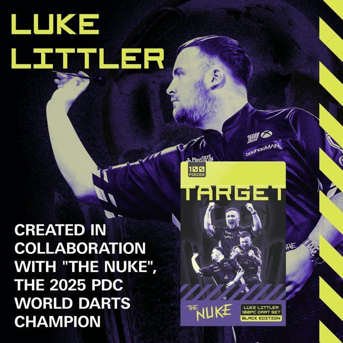 Target Darts Luke Littler - Brass Dart Set with Fixed Steel Tips, 22g