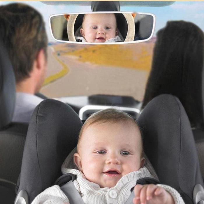 SHI - Espejo retrovisor para asiento de coche de bebé, espejo retrovisor para coche para bebé, para asiento trasero, diseño de dibujos animados, asiento de coche para interiores, oso