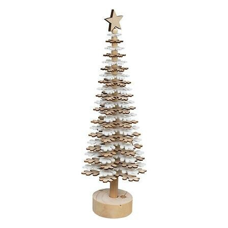 Figurka CHOINKA DREWNIANA 40 cm biała/naturalna Z MDF
