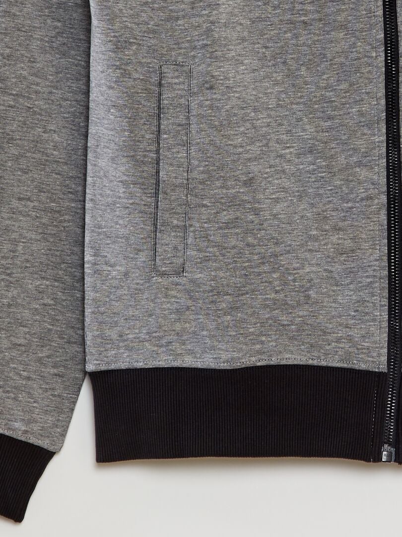 Bluza z interlocku z kontrastową wstążką - SZARA