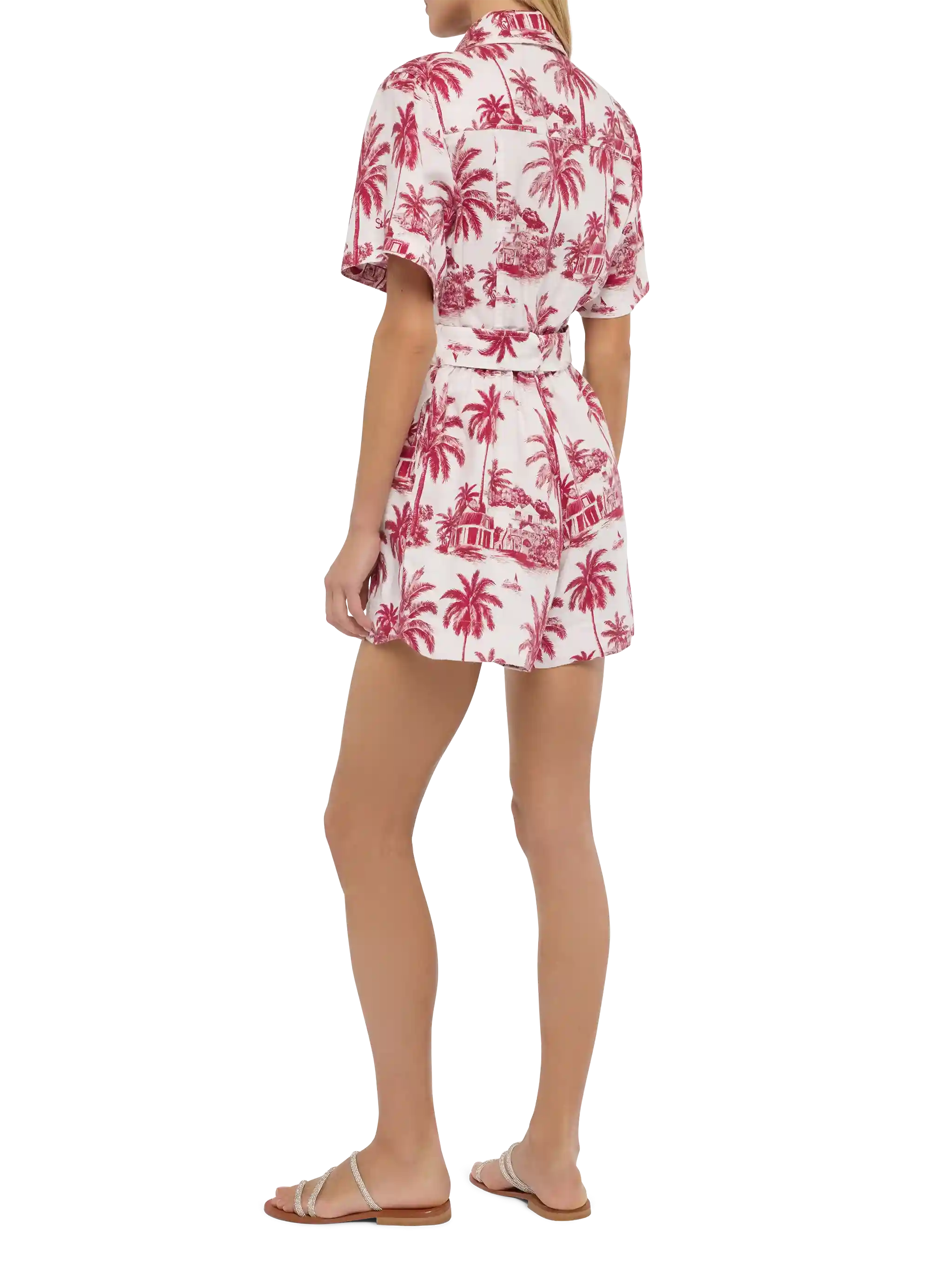 Carola linnen playsuit met toile de jouy-print | AI CO-CREATED DESIGN