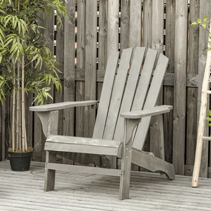 Outsunny - Gartenstuhl - Holz - 78x89x88cm - Grau
