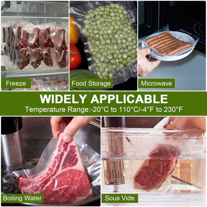 Bolsas para envasar al vacío de alimentos, 4 rollos de película para envasar al vacío de alimentos de 30 x 600 cm, 150 µm, sin BPA, resistente al desgarro [MA285]