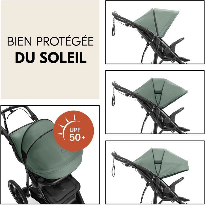 Poussette 3 Roues hauck Runner 3 Jungle Green - Confort et Maniabilité