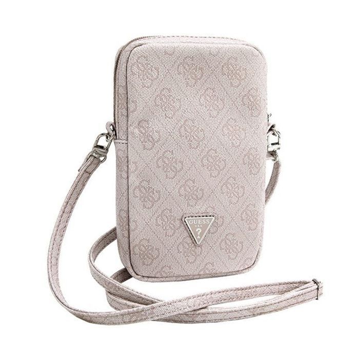 Funda para móvil - Guess - 4G Triangle Zip - Rosa - Piel Saffiano - Correa ajustable