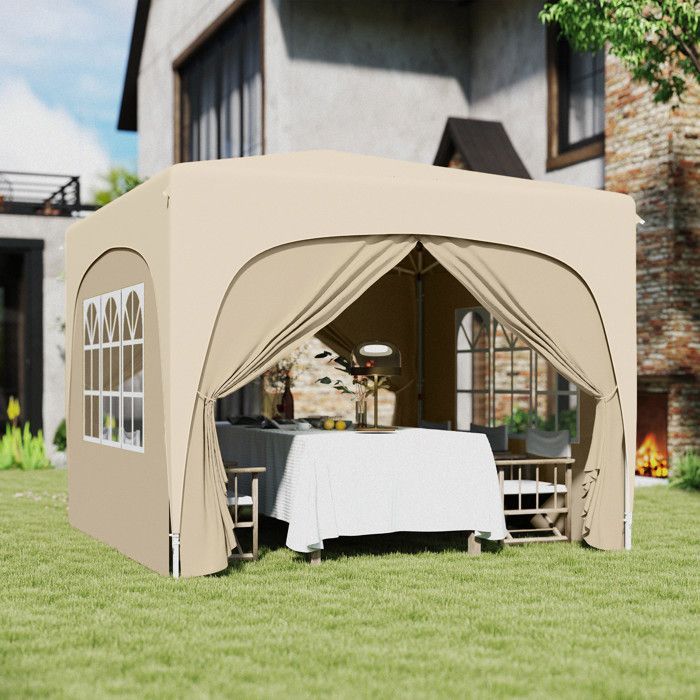 Outsunny Pavillon/Partyzelt – Faltbar – 3 x 3 x 2,73 m – Tragetasche – Sand
