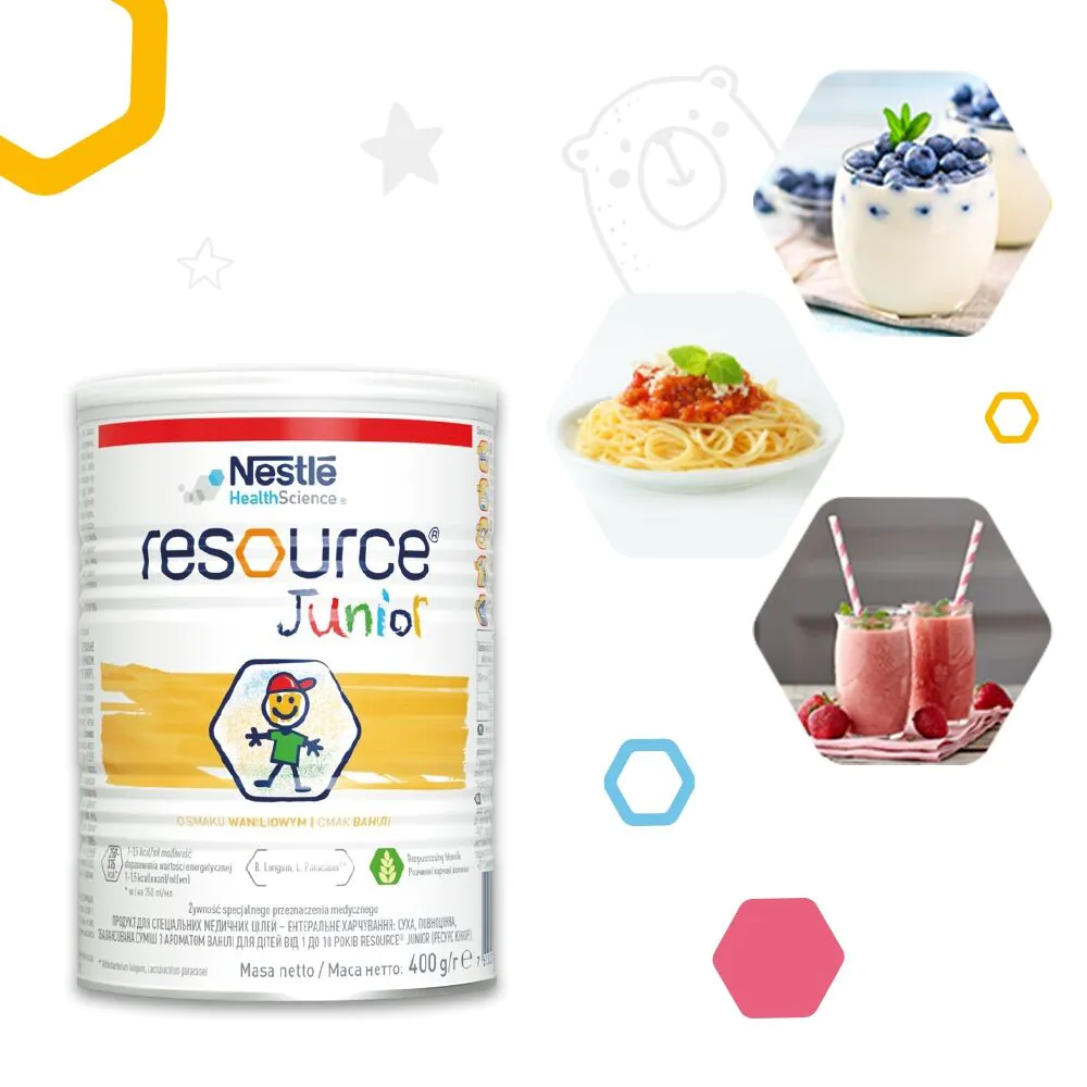 Resource Junior, Dieta w proszku przeznaczona dla dzieci powyżej 1. roku życia, Smak waniliowy