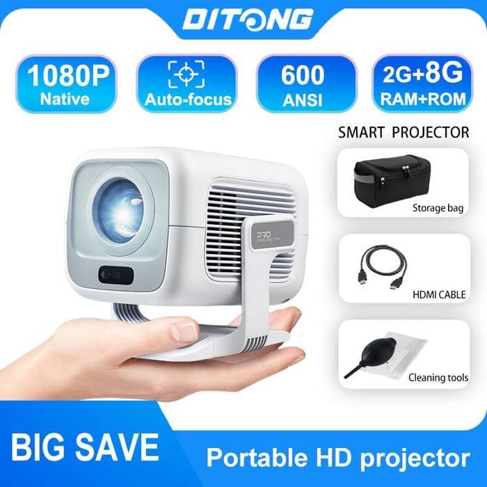 Mini Home Theater Projector - DITONG - X3 PLUS - Native 1080P - 4K Support - WIFI6 - BT5.4 - Android
