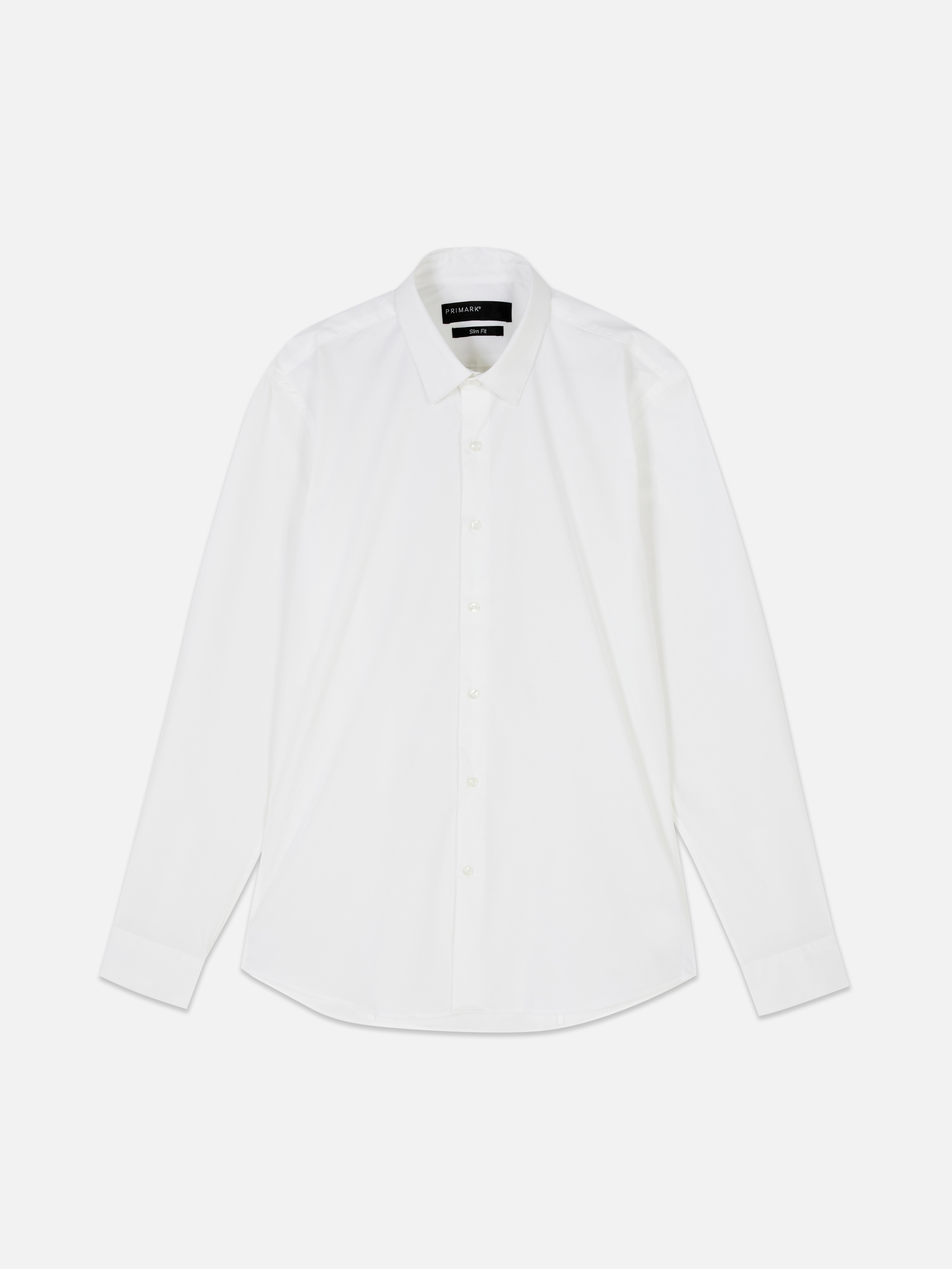 Cămașă cu nasturi și material elastic Cămașă slim fit cu guler și închidere cu nasturi în față
