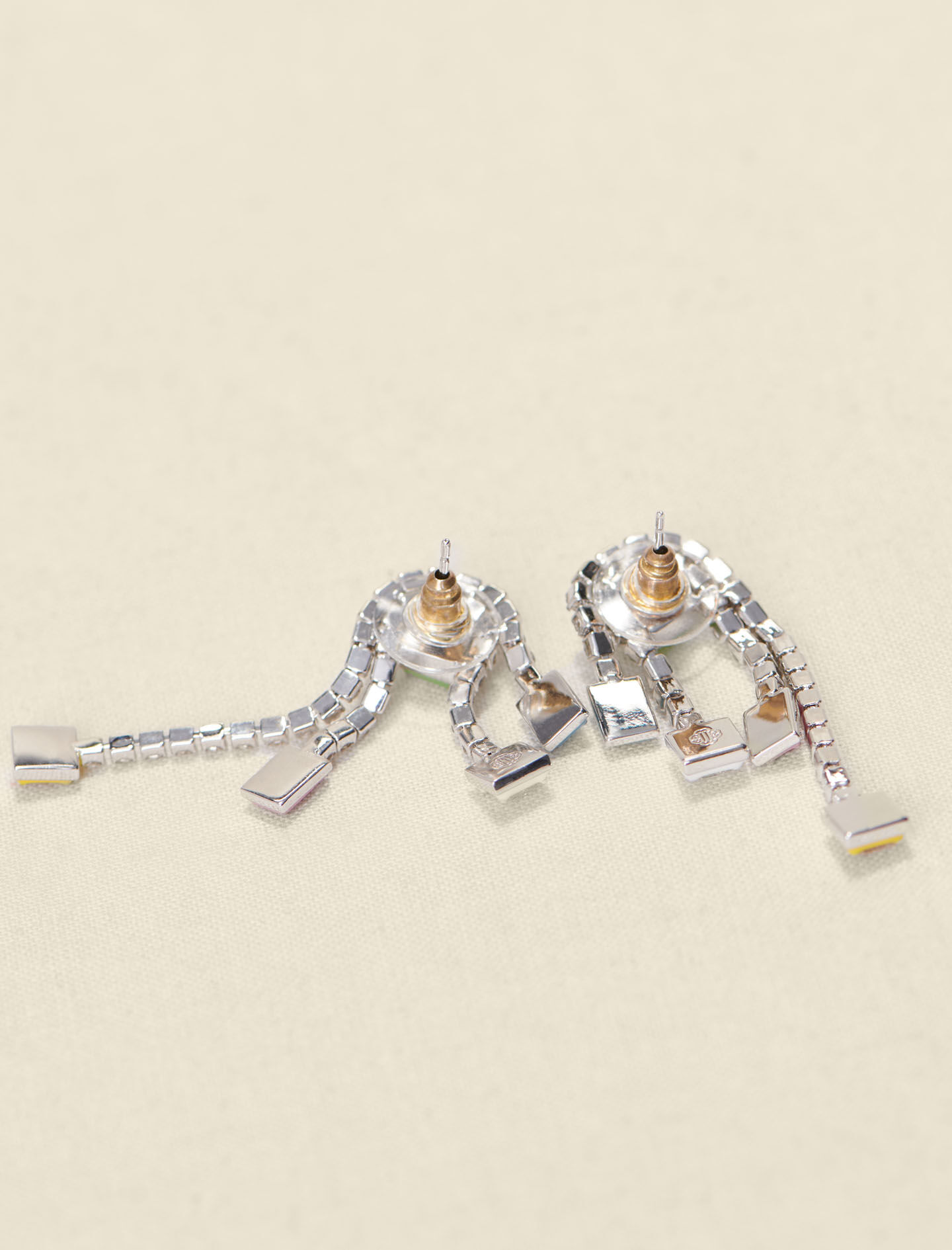 Zilveren oorbellen met strass-steentjes - Zilver