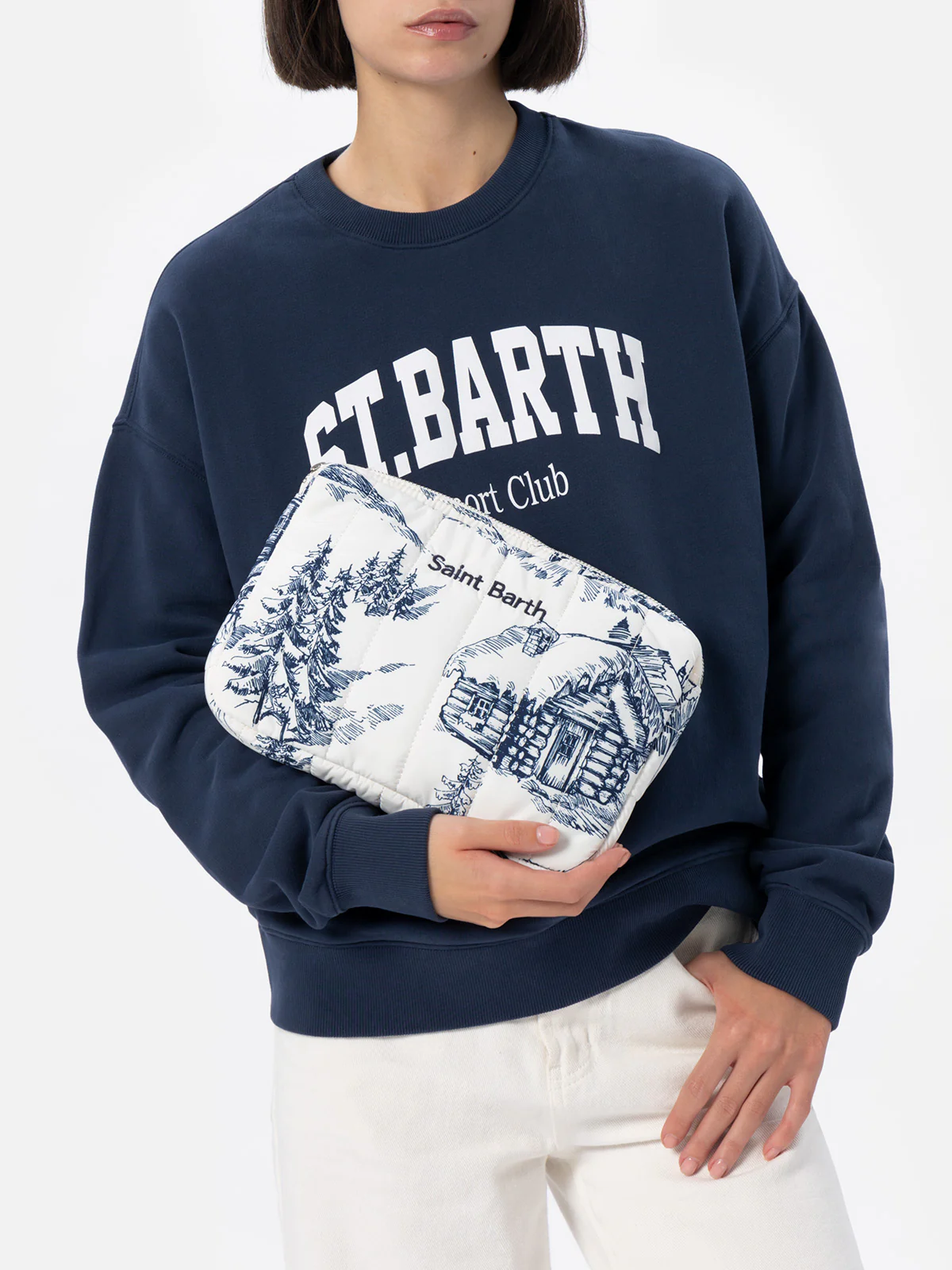Funda para tablet acolchada con estampado toile de jouy