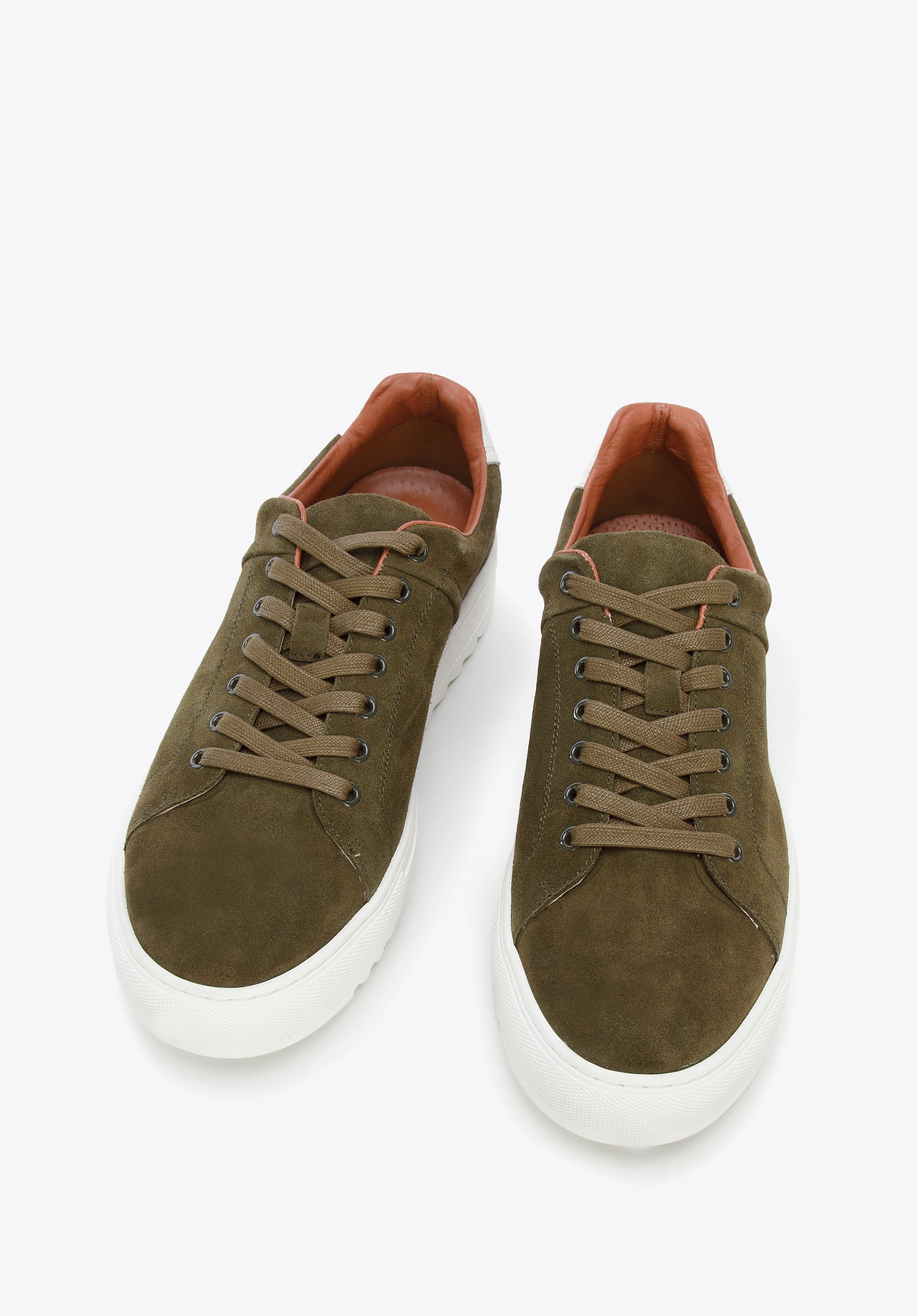 Męskie sneakersy zamszowe na grubej podeszwie zielone