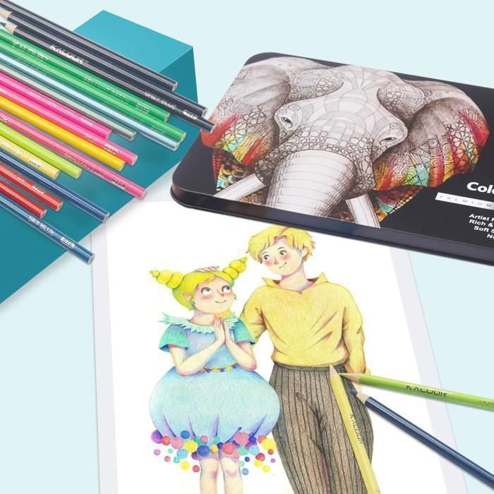 180 professionelle Buntstifte mit Metallbox – Zeichnen, Skizzieren, Malen – Buntstifte für Erwachsene und