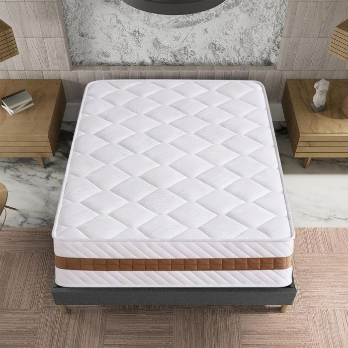Materasso Premium 90x190 cm, spessore 26 cm, lattice, media rigidità, ergonomico, ibrido con schiuma e molle insacchettate, reversibile.