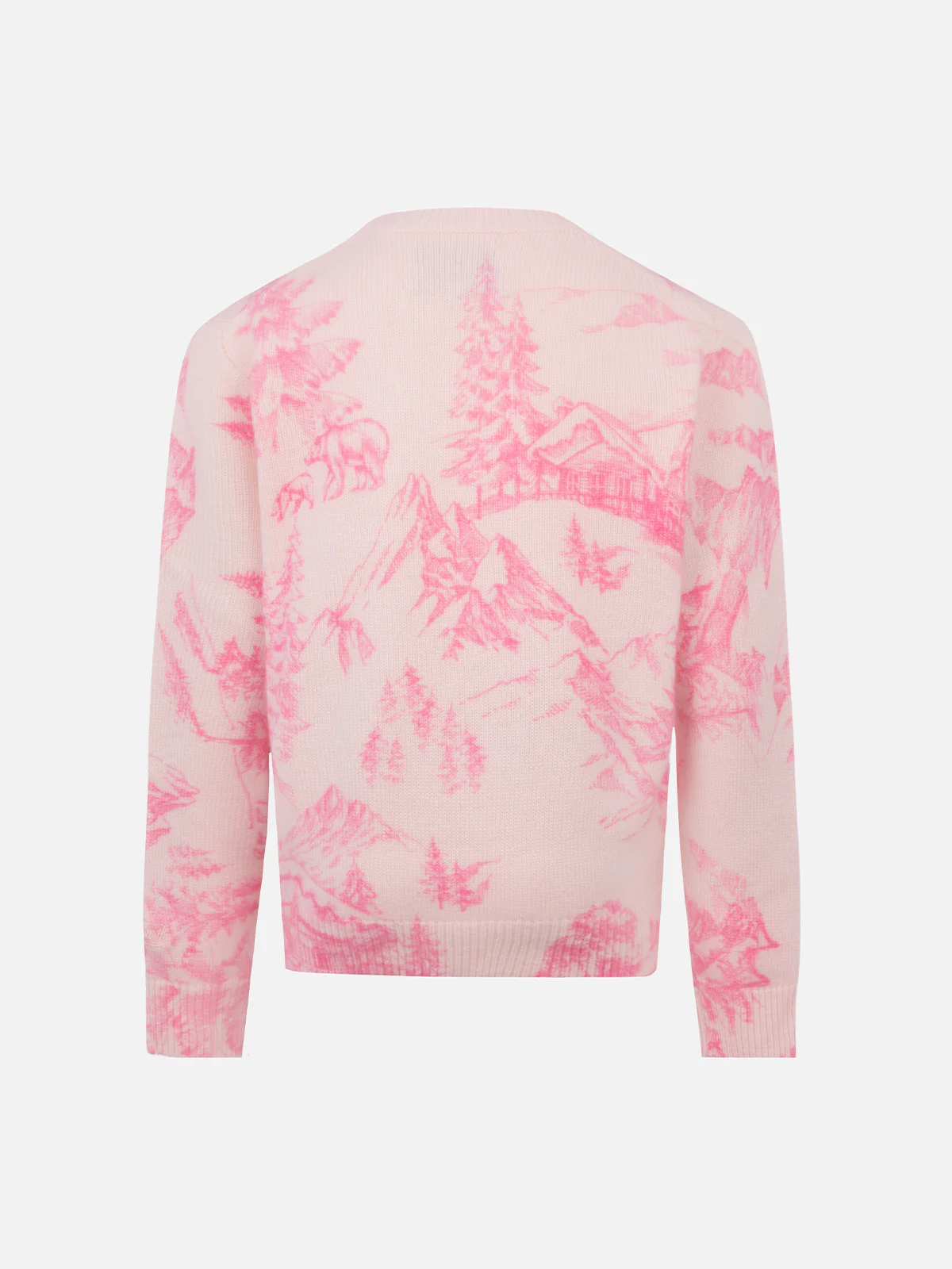 Maglione girocollo rosa da bambina Princess con stampa toile de jouy e