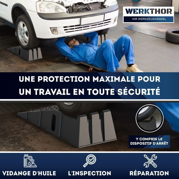 WERKTHOR Rampes de Chargement Voiture [x2] – Rampes Solides jusqu’à 5t – Surface Antidérapante – Pour Tous Terrains