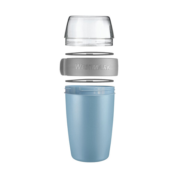 Conjunto de café da manhã para viagem, 7 peças, azul