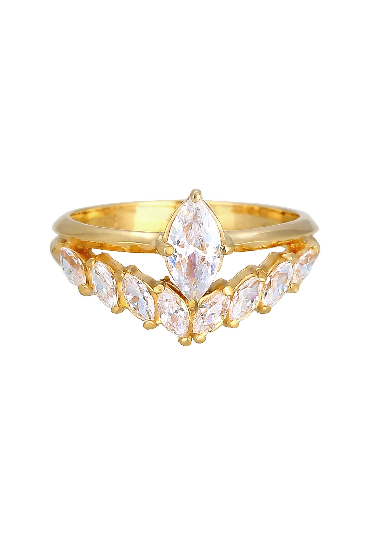 Elli PREMIUM Elli PREMIUM Bague Femmes étincelant d'élégance avec cristaux de zirconium en argent sterling 925 plaqué or