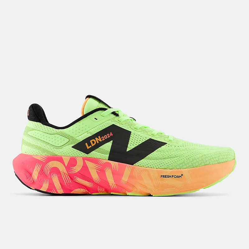 TCS London Marathon Fresh Foam X 1080 v13 pro muže – bělená limetková, zářivě mangová a neonově růžová