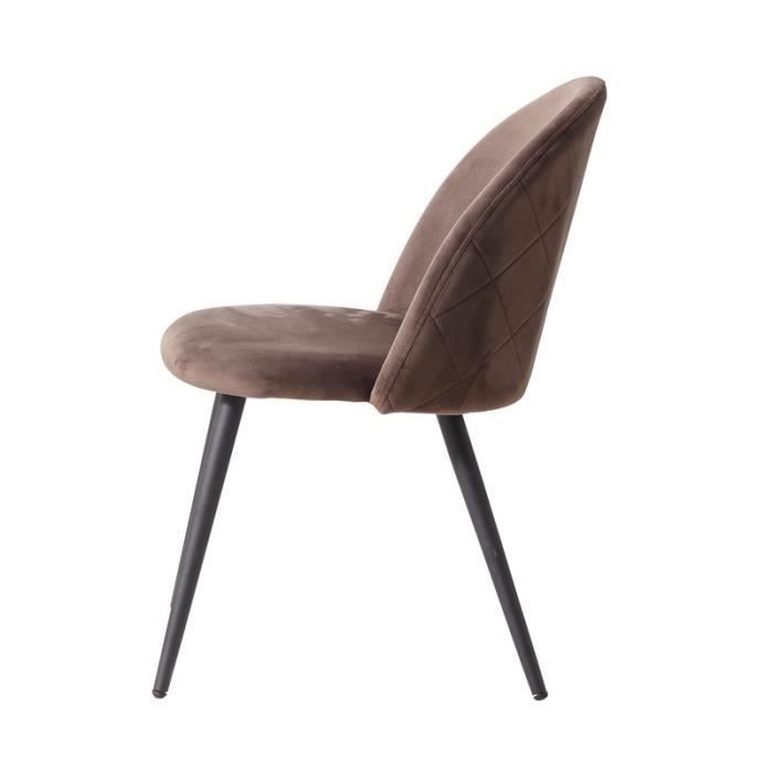 Lot de 4 Chaise de salle à manger en velours Chaise de salon Coussins Doux en Velours Assise(brun)