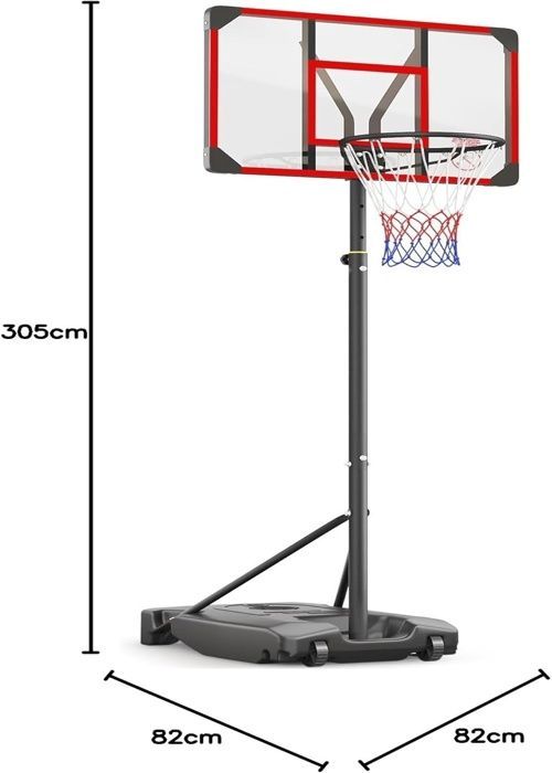 Aro de baloncesto NECHE - Altura ajustable 147-260 cm - Rojo - Uso interior/exterior - Unisex