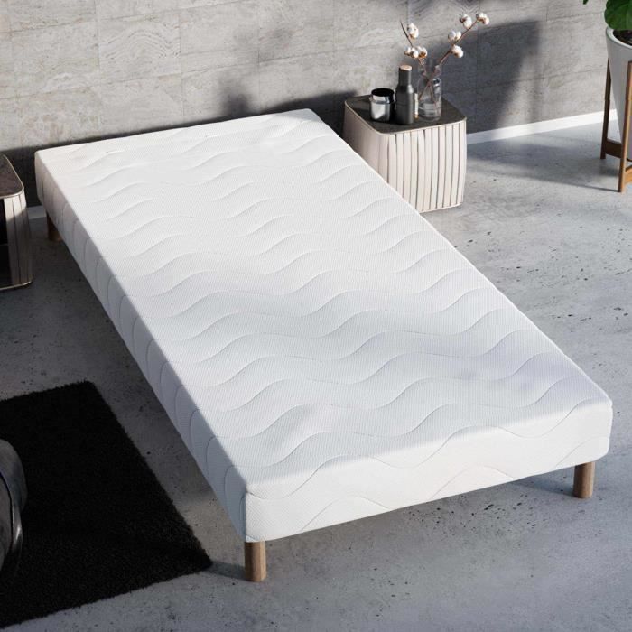 Base de cama tapizada de 90 x 190 cm + 4 patas