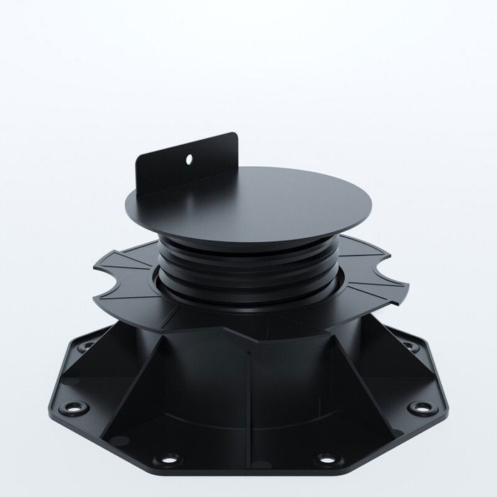 PLOT RÉGLABLE DE 60 À 138 MM POUR TERRASSE BOIS ET COMPOSITE - L: 186 mm - l: 186 mm - Noir