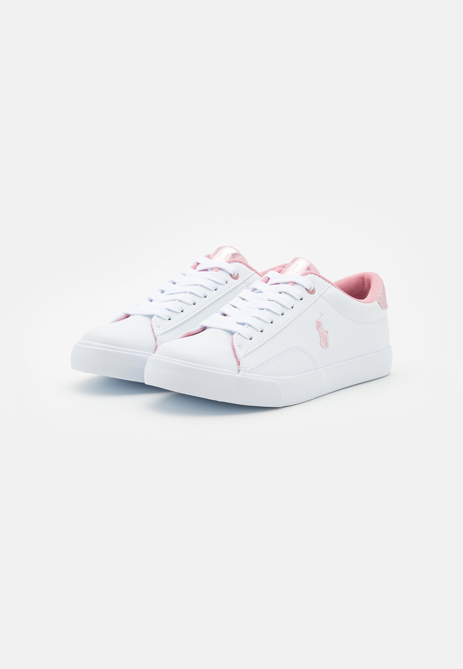 Polo Ralph Lauren THERON - Sneakers - wit/lichtroze/glitter lichtroze