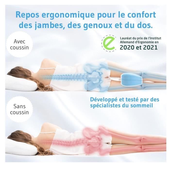 Cojín ortopédico para pierna y rodilla - Espuma viscoelástica - Transpirable - Lavable