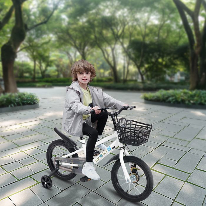 Bicicleta infantil MIPAN - Bicicleta para niño/niña - Bicicleta infantil de 14 pulgadas - Con ruedines - Para edades de 2 a 5 años - Para parques y exteriores - Blanca