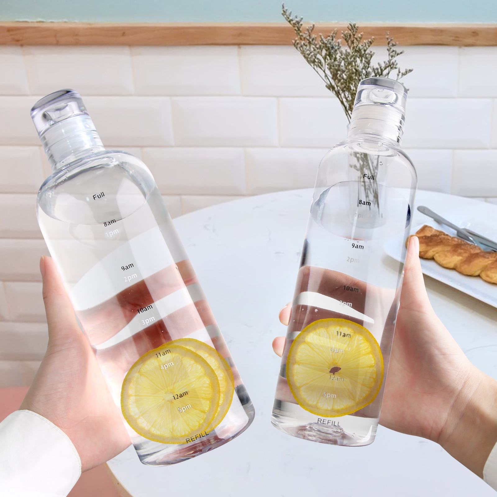 Butelka na wodę z tworzywa sztucznego PC 500/750 ml z znacznikiem czasu, kreatywna, duża pojemność, szczelna, do ćwiczeń i sportu.