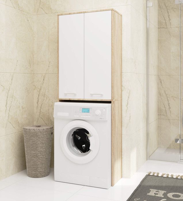 Mobiletto da bagno - AKORD - FIN Sonoma Oak - 2 ante - 4 ripiani