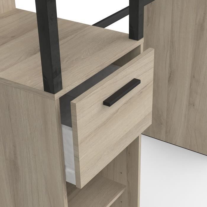Dressing double - L160 x P50x H200 cm - Décor chêne et noir - DEMEYERE