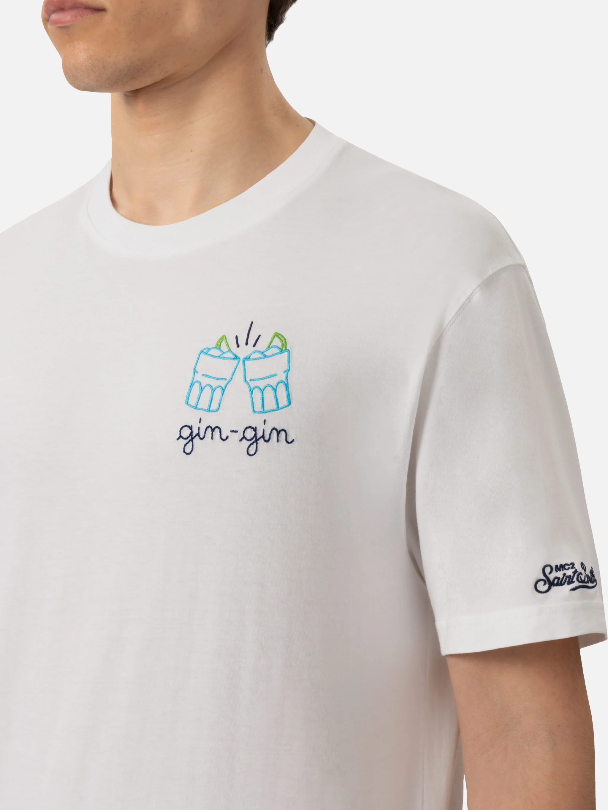 Portofino T-shirt van katoenen jersey met klassieke pasvorm en Gin Gin-borduurwerk |