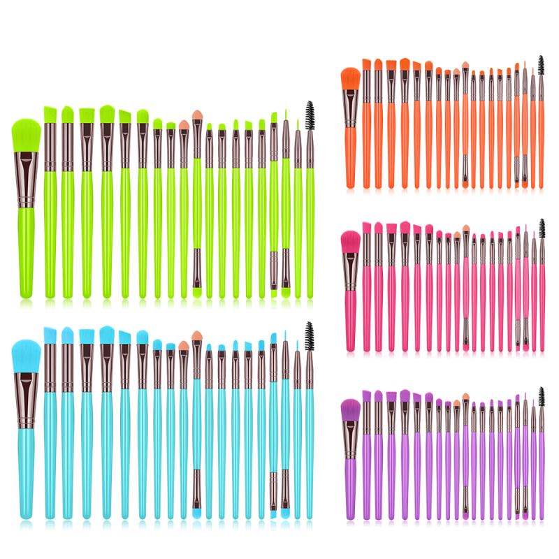 Ensemble de pinceaux de maquillage tendance, fard à paupières couleur unie, 20 pièces, correcteur professionnel, outil de beauté pour sourcils et cils
