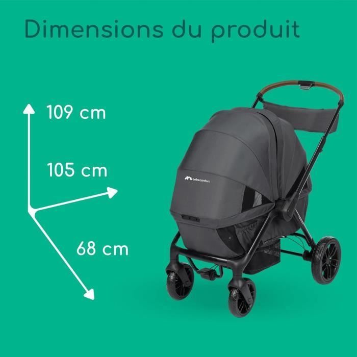 BEBECONFORT HELIOS, Poussette double, tout terrain, compact et pliable, Chariot, de 0 à 4 ans,0 à 22 kg,MINERAL GRAPHITE