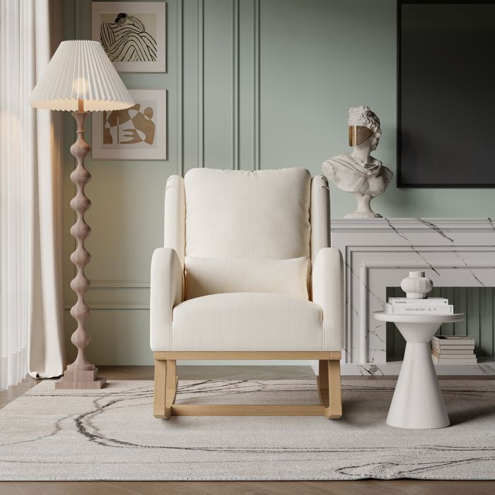 Fauteuil à bascule - SOMUBI - Rocking Chair - Beige - Poches latérales - Confortable