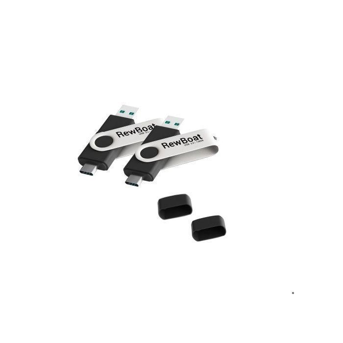 Clé USB 128 Go REWBOAT V3.0 - 2 en 1 + Type C - 130Mo/s Vitesse de Lecture Noir Lot de 2