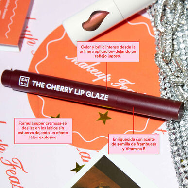 3INA The Cherry Lip Glaze Brillo de labios, brillo de labios con efecto látex, alta cobertura, 1 unidad.