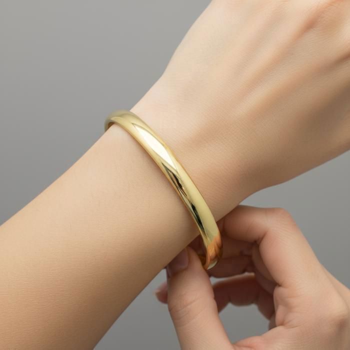 Pulsera - Mujer - Brazalete - Redonda - Lisa - Chapada en oro amarillo de 18k - 3 micras - 66 mm