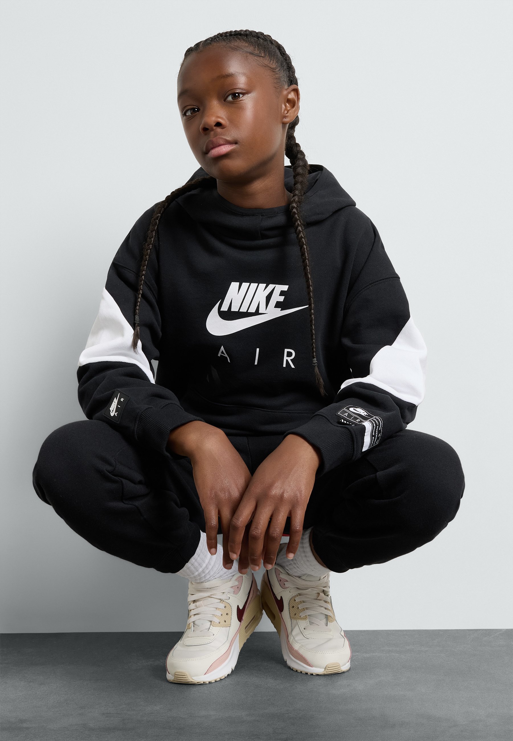 Felpa con cappuccio Nike Sportswear AIR UNISEX - nera/bianca