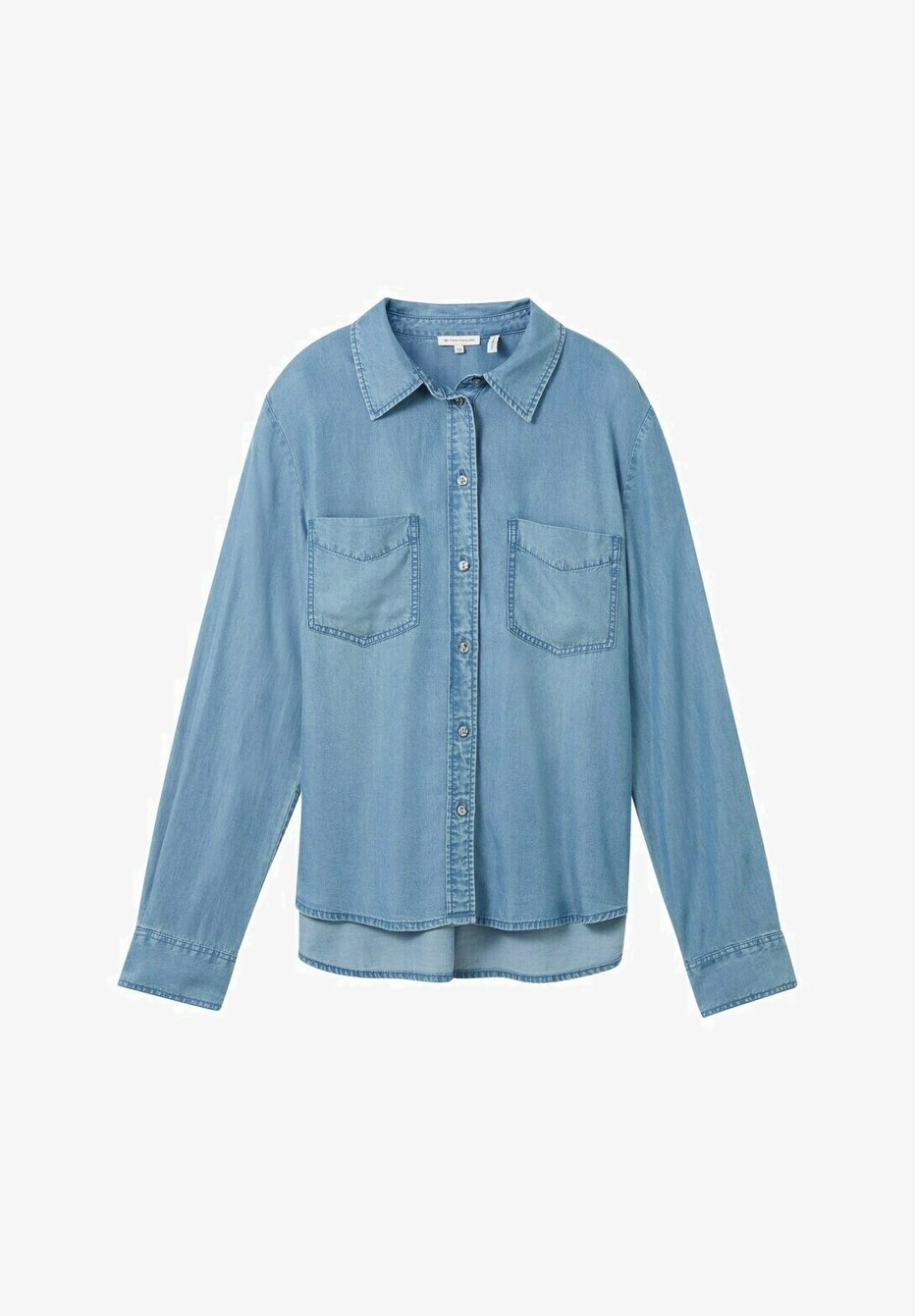TOM TAILOR Bluse mit Knopfleiste – mittelblauer Denim