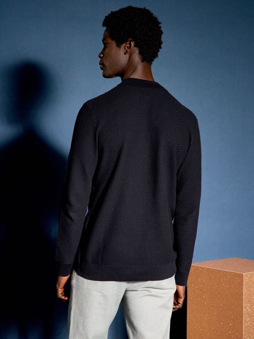 Teksturowany sweter dzianinowy - czarny