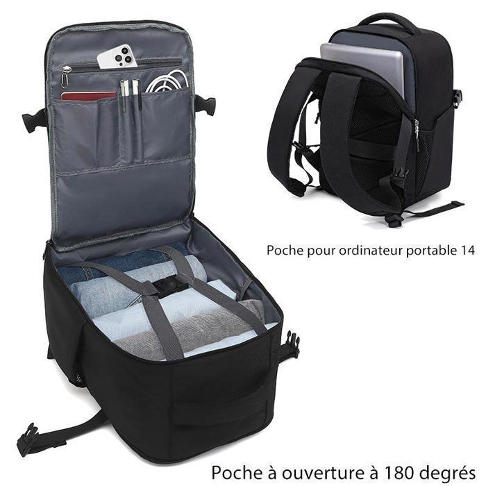 Sac de voyage multifonctionnel 40x20x25cm, adapté à la cabine d'avion, convenant à une variété de situations, portable et léger