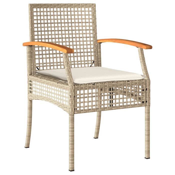 Conjunto de comedor de jardín de ratán sintético - BURKE - 5 piezas - Beige - Resistente a los rayos UV - Mesa 140x70x74 cm