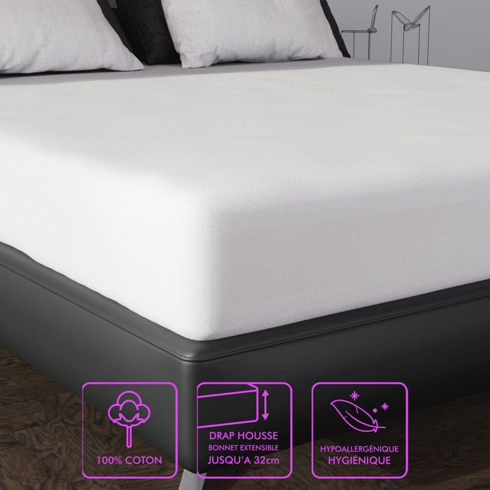 Protège matelas - Soleil d'ocre - MOLLETON 140x200 cm en coton forme drap housse