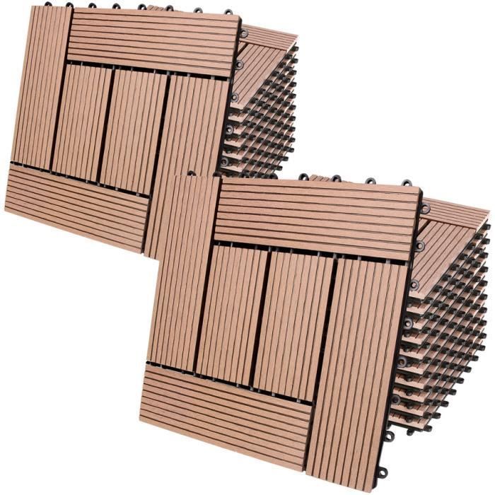 22x Interlocking WPC terracotta composite wood garden tiles, 30 x 30cm, mosaic type, outdoor flooring