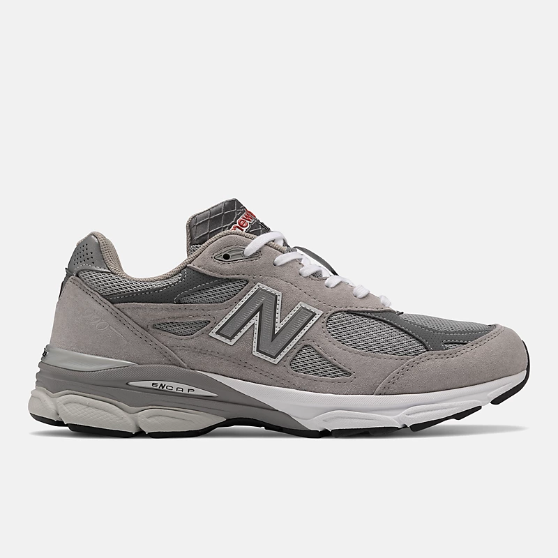 MADE in USA 990v3 Core Men's Shoes – Gray with White