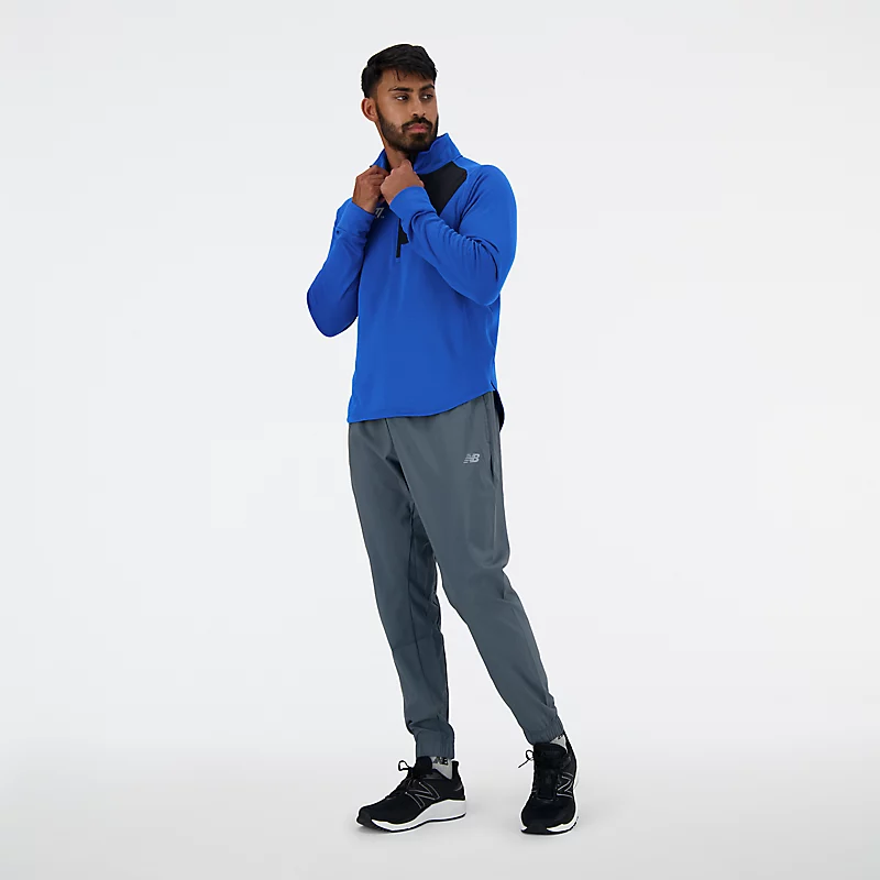 Moletom masculino NB Heat Grid com meio zíper - AZUL MESCLA OASIS